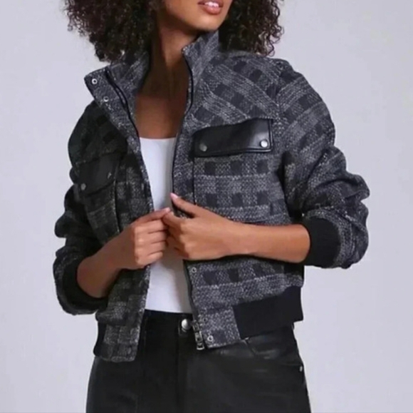 BAGATELLE | plaid soft wool blend zip bomber style jacket - Picture 10 of 10